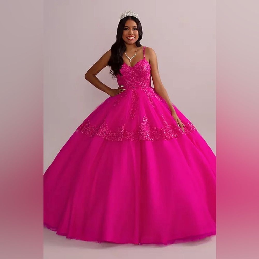 FIFTEEN ROSES
corded lace quince ball gown with bolero Begonia Size 16